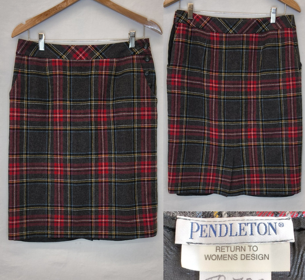 Pendleton Skirt Women's M Sample Return To Womens Design Red/Gray Plaid #W5482